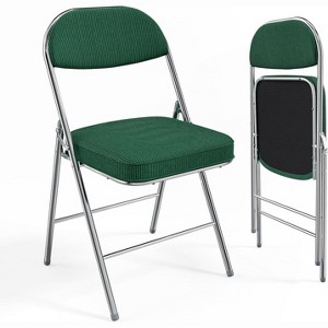 VINGLI Folding Chairs, Padded Seat & Backrest, Metal Frame, Durable Corduroy Fabric, 350 lbs Capacity - 1 of 4