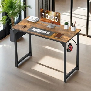 Infurnic Desks Computer Desk with Storage Bag, Modern Home Office Desk, Gaming Desk with Headphone Hook for Study Work Small Spaces, Black, - 1 of 4