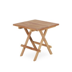 BENCMATE Desks Lightweight Folding BBQ Table with Carrying Handle, Folding Camping Table for Parties Backyard Events, Brown, 19.68"*19.68"*19.68" - 1 of 4