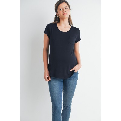 Motherhood Maternity Nursing Tee - Long Sleeve Scoop Neck Layered Tulip Nursing Shirt