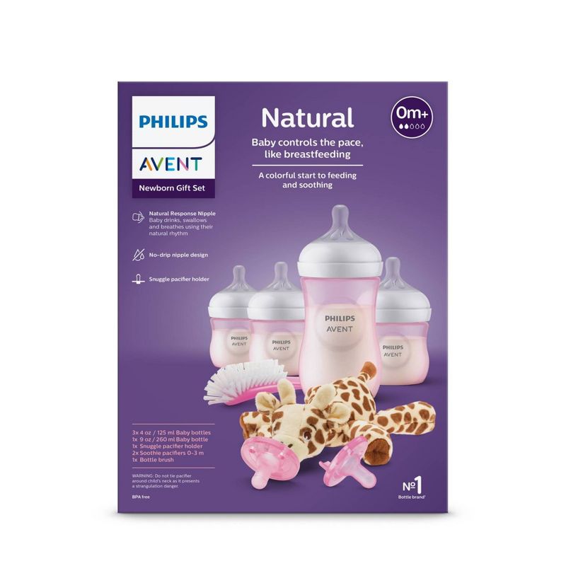 Philips Avent Natural Baby Bottle with Natural Response Nipple Baby Gift Set with Snuggle - Pink - 8pc, 3 of 38