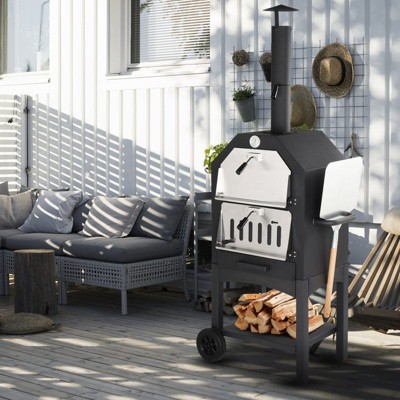Winado 62.2 in.H Outdoor Wood Fired Pizza Oven With Pizza Stone, Peel, Grill Rack