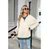 Women's Cross-Front Casual Sweatshirt Round Neck Long Sleeve Pullover, Relaxed Fit Cropped Hoodie - 2 of 3