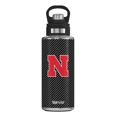 NCAA Nebraska Cornhuskers 32oz Carbon Fiber Stainless Steel Water Bottle