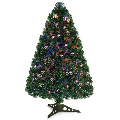 Costway 3Ft Pre-Lit Fiber Optic PVC Christmas Tree Tabletop Plastic