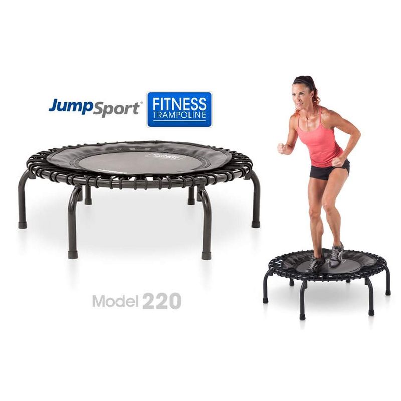 JumpSport 220 In Home Cardio Fitness Rebounder - Mini Trampoline with Handle Bar Accessory, Premium Bungees and Workout DVD, 5 of 7