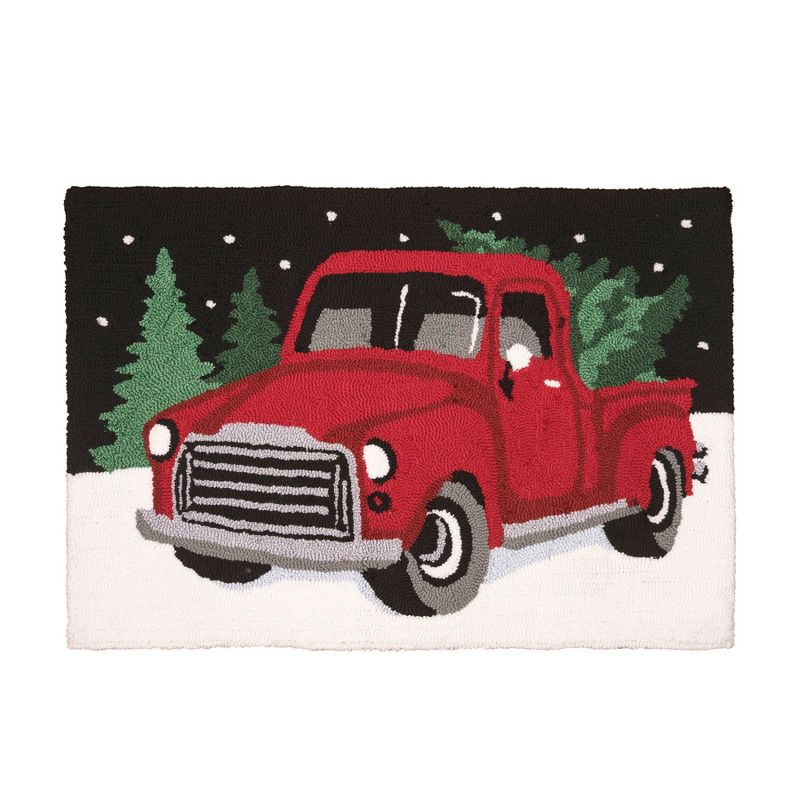 C&F Home 2' x 3' Farmhouse Decor Red Pickup Truck in Winter Forest Setting Hooked Acrylic Indoor Accent Rug for Living Room Dining Room Floormat, 1 of 5