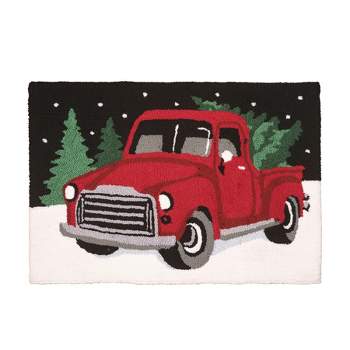 C&F Home 2' x 3' Farmhouse Decor Red Pickup Truck in Winter Forest Setting Hooked Acrylic Indoor Accent Rug for Living Room Dining Room Floormat
