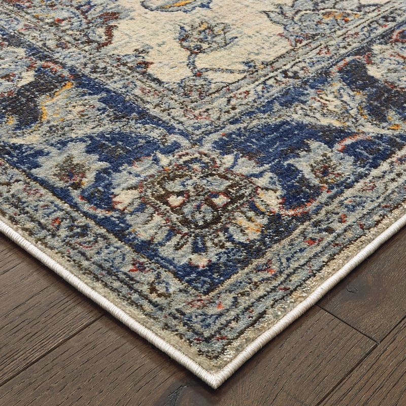 Paxton Bordered Traditional Area Rug Ivory/Blue - Captiv8e Designs, 3 of 6