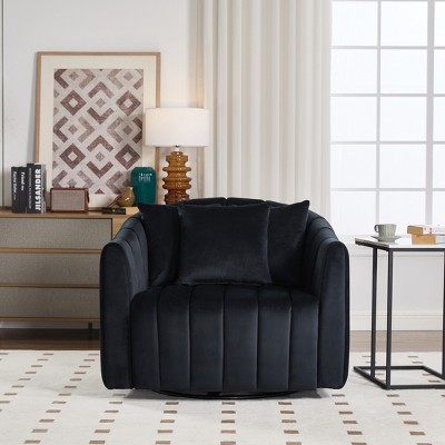 Aortzio 40.35"W Upholstered Swivel Accent Chair 360° Comfy Club Chair Arm Chair Single Sofa,Swivel Barrel Chair For Living Room Bedroom