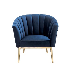 31" Colla Accent Chair Midnight Blue Velvet/Gold Finish - Acme Furniture - 1 of 4
