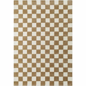 Hauteloom Timin Brown Checkered Wool Area Carpet - 1 of 4