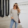 Women's Casual Crew Neck Sweatshirt Loose Soft Long Sleeve Pullover Tops Solid Color T-Shirt - 3 of 4