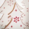 12.5"H  10.5"H & 8.5"H Sullivans Christmas White Wood Snowflake Tree Set of 3  Red-White - 2 of 3
