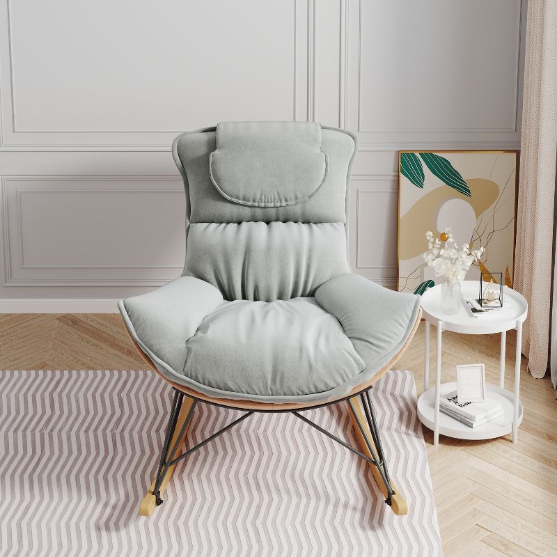 32.3" Modern Rocking Chair, Leisure Sofa Chair, Comfy and Breathable Chair for Balcony & Living Room 4A - ModernLuxe, 2 of 11
