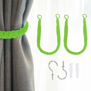 Unique Bargains Cotton Hand-Woven Decorative Metal Hook Curtain Drapes Holdbacks 23.6" - 1 of 4