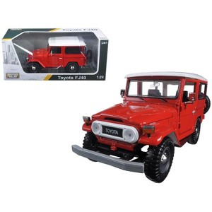 Toyota FJ40 Red with White Top 1/24 Diecast Model Car by Motormax - 1 of 3