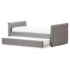 Twin Swanson Modern and Contemporary Fabric Tufted Daybed with Roll-Out Trundle Guest Bed Gray - Baxton Studio: Polyester Upholstery, Nailhead Detail - 2 of 4