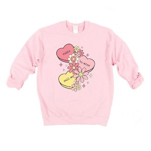 Simply Sage Market Women's Graphic Sweatshirt Retro Valentine Hearts - 1 of 3