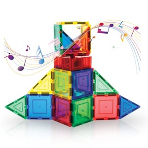 PICASSO-TILES 20 PC Rotating Music Box Windmill Magnetic Tiles, Building Blocks, STEM Toys for Kids 3+ - 1 of 4
