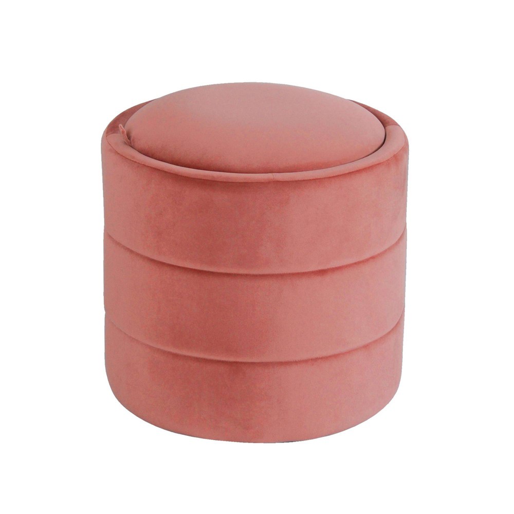 Photos - Pouffe / Bench Storage Round Ottoman Blush Velvet - HomePop