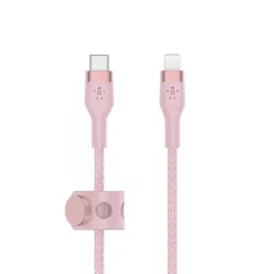 Belkin 6.6' BoostCharge Pro Flex USB-C Lightning Connector Cable + Strap - Pink Chic