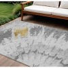 Gray Silver And Charcoal Abstract Washable Indoor Outdoor Area Rug - 2 of 4