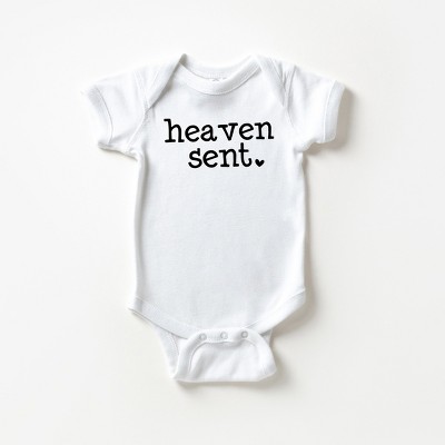 The Juniper Shop Heaven Sent Heart Baby Bodysuit - NB - White