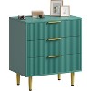 Fluted Dresser for Bedroom with 3 Drawers, Wooden Chest of Drawers with Metal Handle & Feet, Black Dresser for Living Room, Hallway, Bedroom - 3 of 4