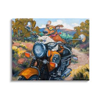 Stupell Industries Cat & Dog on Motorcycle Canvas Wall Art
