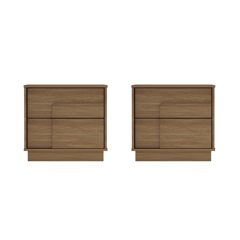 Manhattan Comfort 22" Horizon 2 Drawer Nightstand Set of 2 Maple