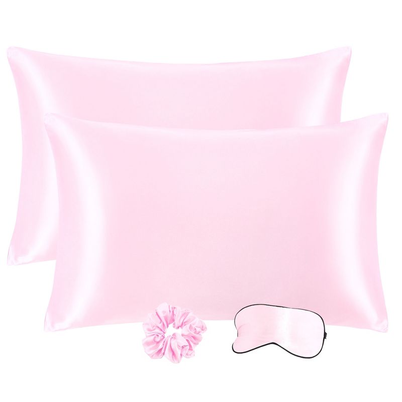 PiccoCasa Satin Zippered Pillowcase with Eye Mask & Scrunchie 2 Pcs, 1 of 5