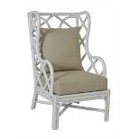Raven Rattan Wingback Chair White - East at Main