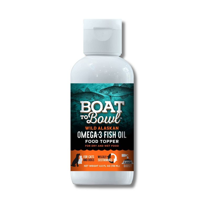 Boat To Bowl Wild Alaskan Omega-3 Fish Oil Flavor Food Topper Vitamins &#38; Supplement for Cats and Dogs - 4oz, 1 of 14