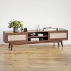 Wooakway Mid Century Modern 65" TV Stand with PE Rattan Doors Adjustable Shelf Entertainment Center for TVs up to 75" Living Room Apartment - 3 of 4