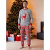 cheibear Christmas Deer Print Long Sleeve Tee with Pants Loungewear Family Pajama Sets - 3 of 4