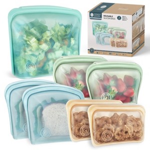 Reusable Storage Bag, Meal Prep, Snacks, Airtight Leak-Proof Microwave & Freezer-Safe (Multi) -7 Pack - 1 of 4
