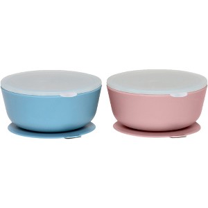 Weesprout Suction Bowls for Baby & Toddlers, 100% Silicone with Plastic Lid, 12 oz, Set of 2 - 1 of 4