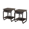 Set of 2 Dark Grey End Tables Side Table with Charging Station for Living Room, Bedroom - 2 of 4