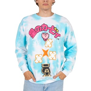 Kirby Pixel Art Front and Back Puff Logo on Splatter Wash Sweatshirt - 1 of 4