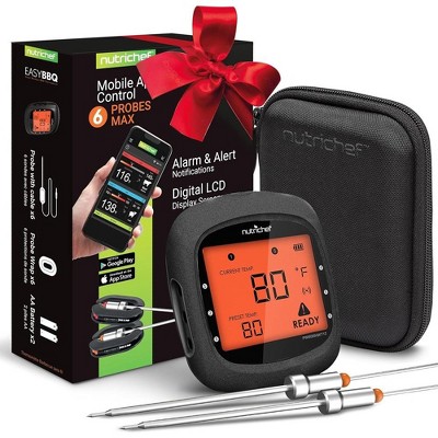 NutriChef Smart Bluetooth BBQ Thermometer - Black