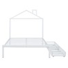 NicBex Twin/Full Platform Bed Frame with House-Shaped Headboard for Boys and Girls,Heavy Duty Metal Slats Support,Easy Assembly,White/Black/Pink - 3 of 4