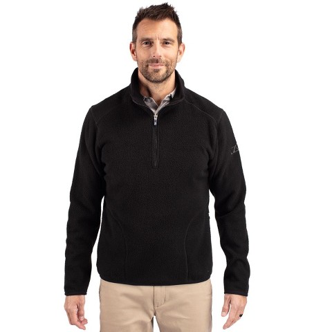 Cutter & Buck Cascade Eco Fleece Mens Big & Tall Quarter Zip Jacket - Black - 2XB