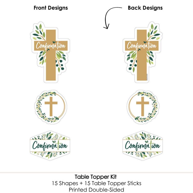 Big Dot of Happiness Confirmation Elegant Cross - Religious Party Centerpiece Sticks - Table Toppers - Set of 15, 5 of 8