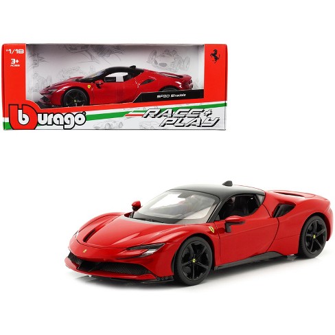 Ferrari SF90 Stradale Red with Black Top Race + Play Series 1/18 Diecast  Model Car by Bburago