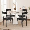2PCS Bar Stools, Kitchen Bar Stools with Footrest, Upholstered Bar Chairs with Back, 2 Counter Height Barstools for Counter Bar, Island, Black - 3 of 4