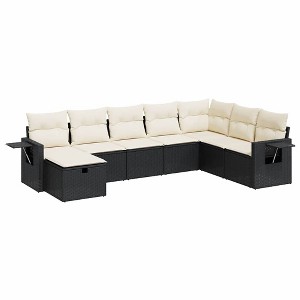vidaXL Garden Sofa Set Black PE rattan, Powder-coated steel, Polyester - 1 of 4