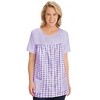 Collections Etc Seersucker Checkered Pattern Snap Front Top with Pockets, Lightweight Short-Sleeve Scoop Neckline Shirt - 2 of 4