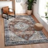Washable Vintage Oriental Rug Non Slip Low Pile Rug Soft Throw Floor Cover Retro Foldable Indoor Carpet for Living Room Bedroom Playroom Nursery - 3 of 4