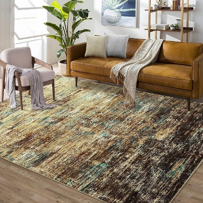 Non-Slip Machine Washable Low Pile Area Rug - Soft Modern Abstract Design for Living Room, Bedroom, Dining Room, Office & Nursery